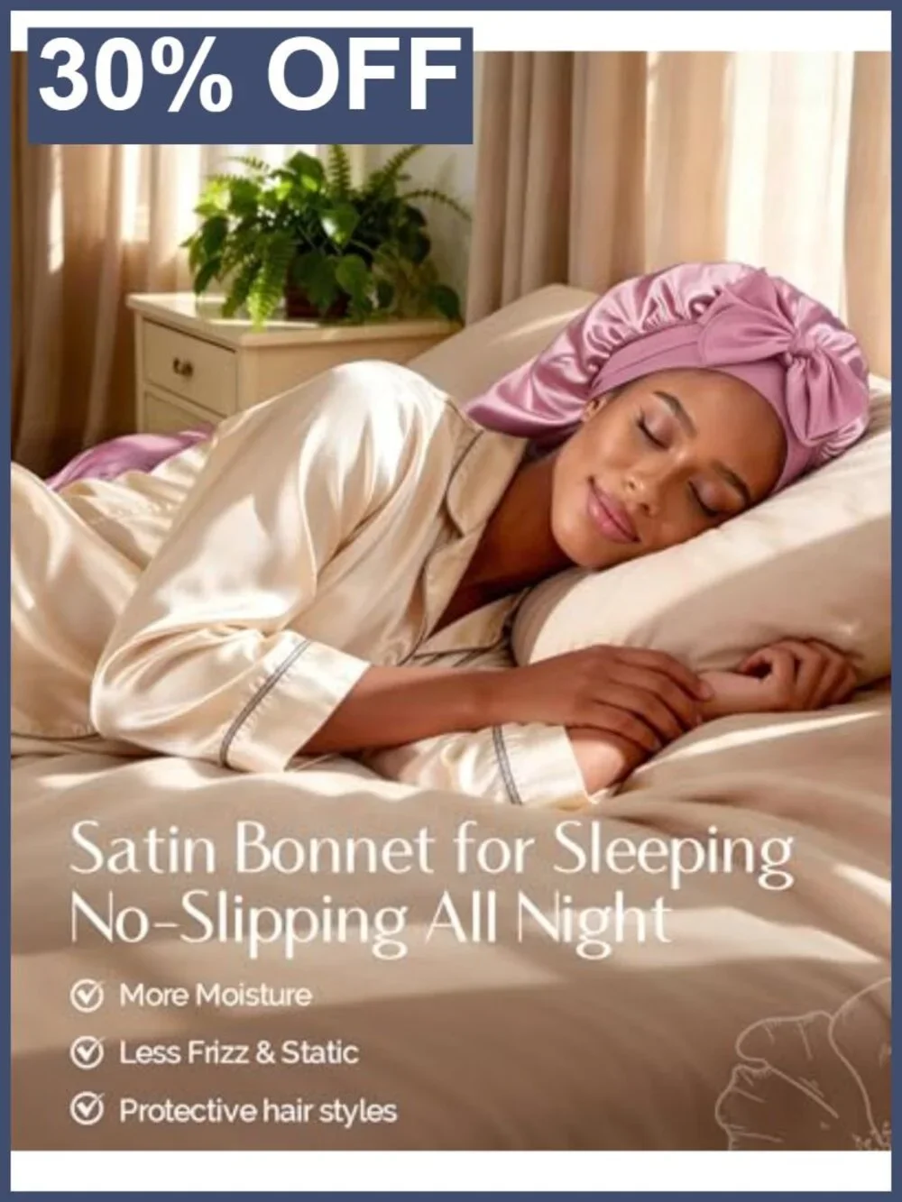 Double Layer Extra Long Adjustable Satin Sleep Bonnet
